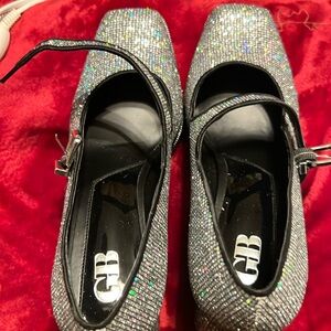 Black glitter block heel Maryjane’s